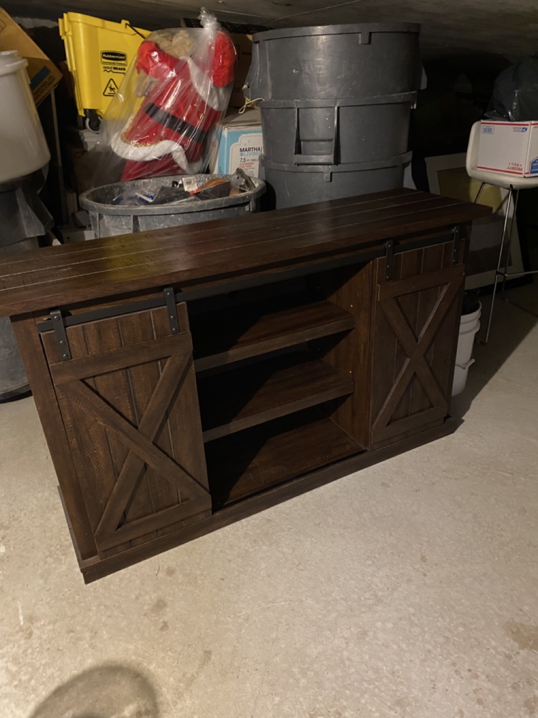 Rustic Farmhouse Media Console with Sliding Barn Doors - photo 3