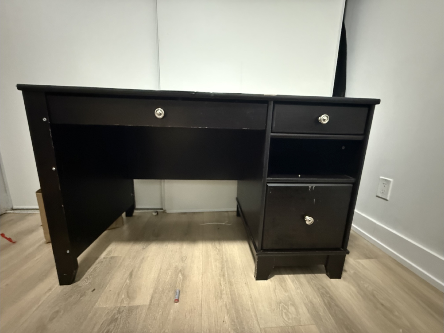 Dark Brown Wooden Desk with Drawers