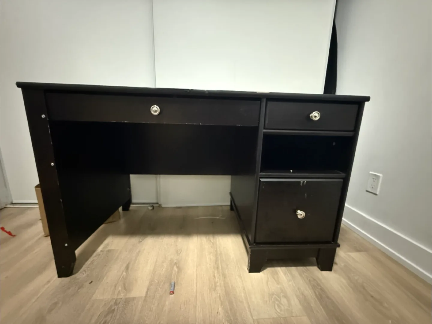 Dark Brown Wooden Desk with Drawers thumbnail