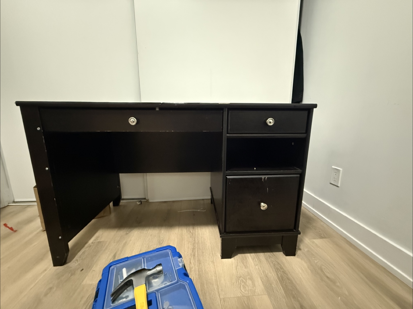 Dark Brown Wooden Desk with Drawers - photo 2