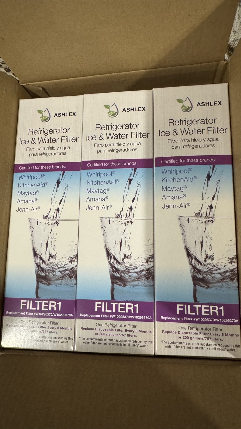 3x ASHLEX Refrigerator Ice & Water Filters W10295370A