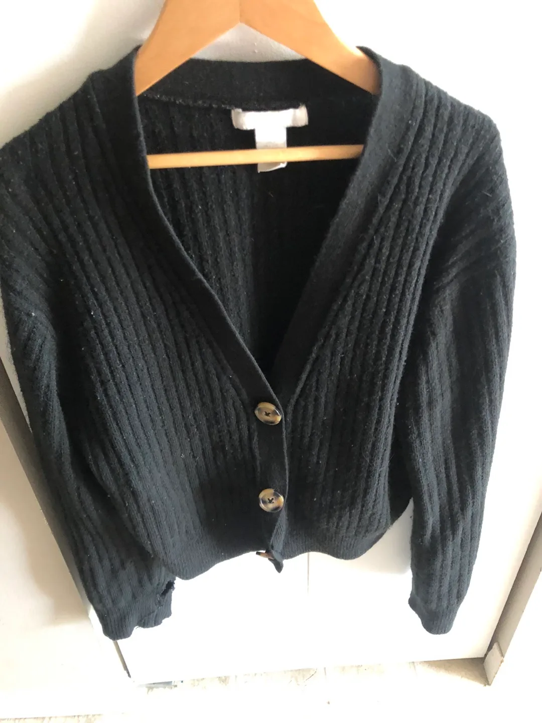 #freecycle H&M Black Ribbed Cardigan Sweater Size Small thumbnail
