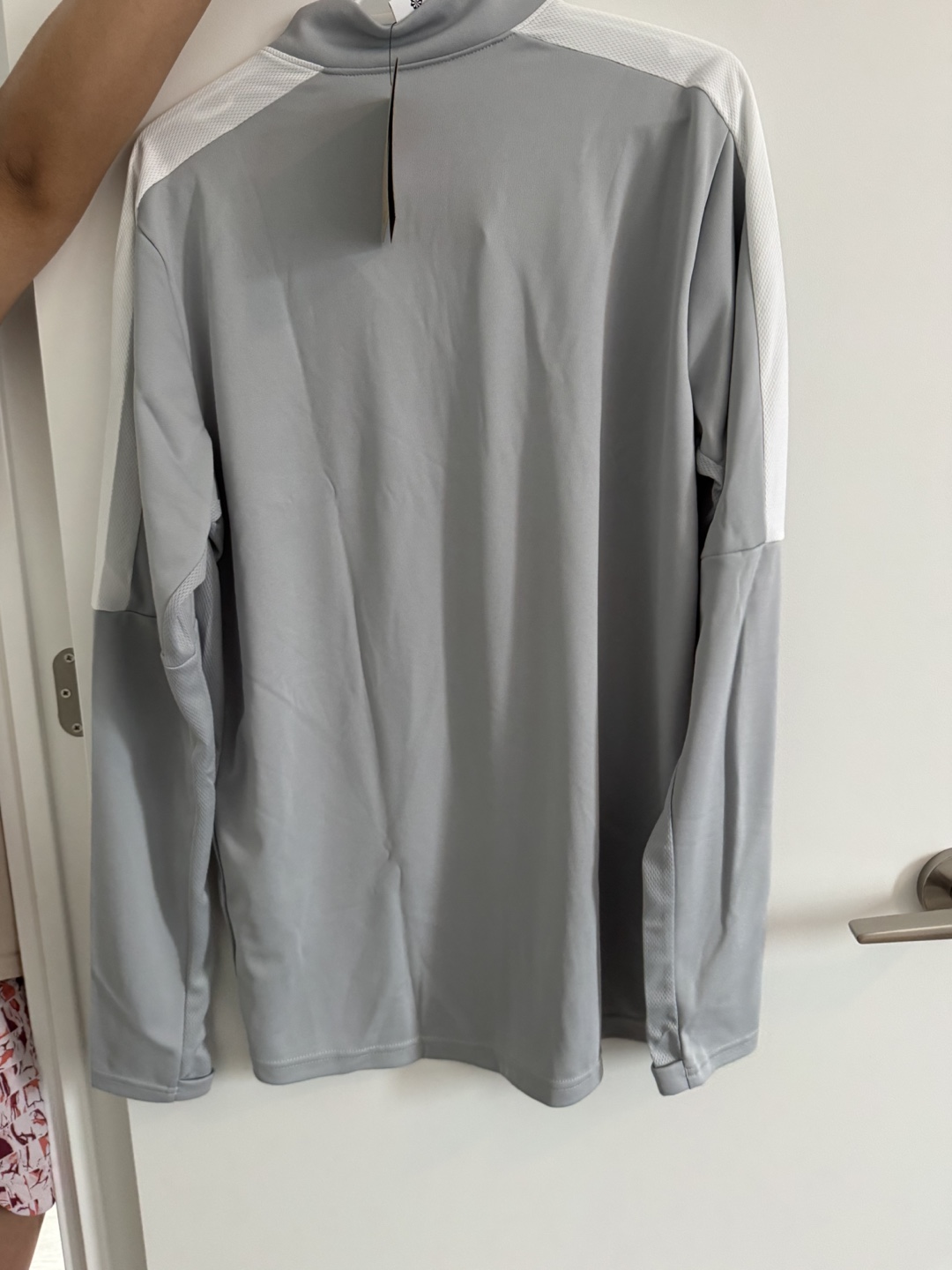 Nike Grey and White Quarter-Zip Training Top