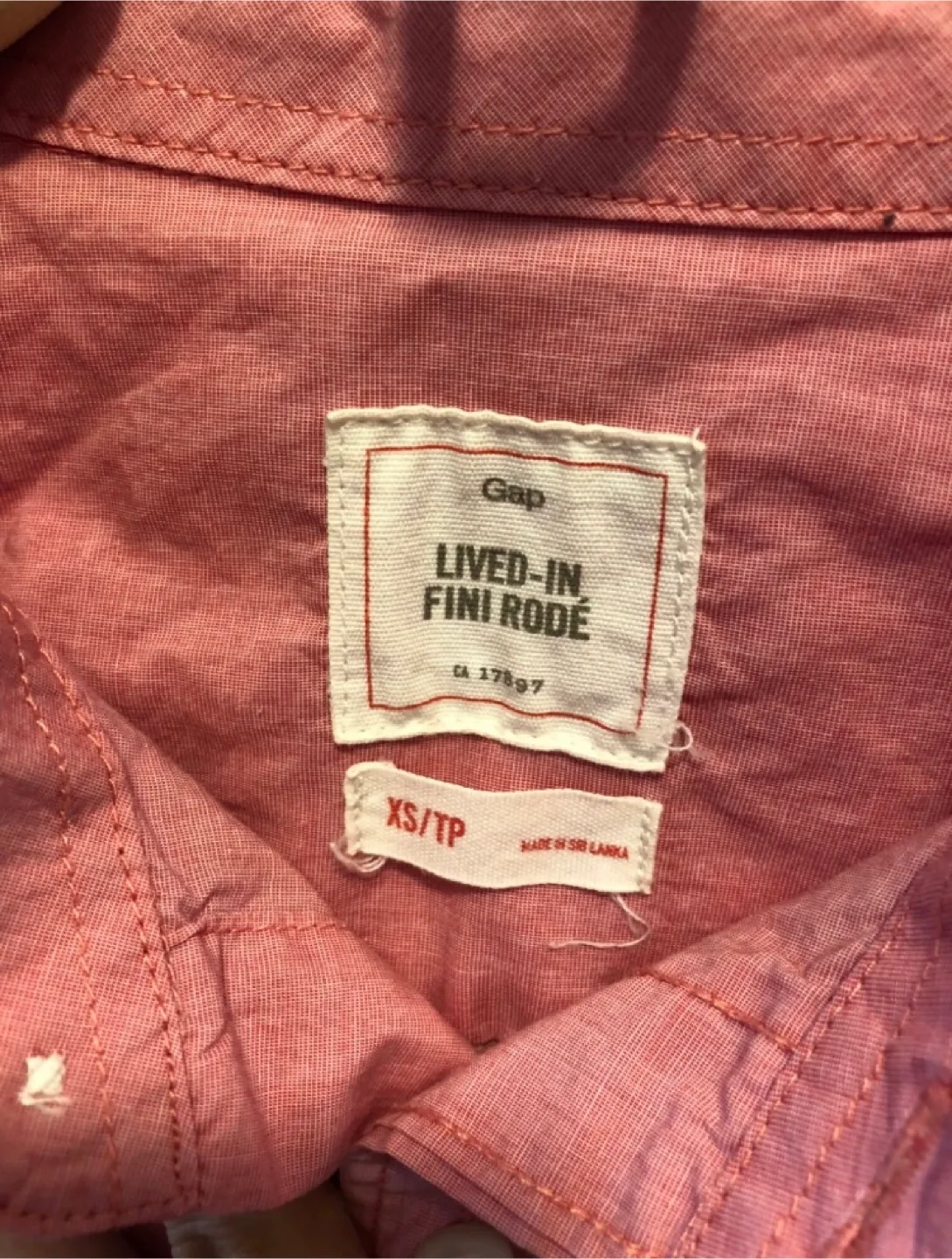 Gap Lived-In Fini Rode Pink Long Sleeve Shirt XS/TP image indicator(3)
