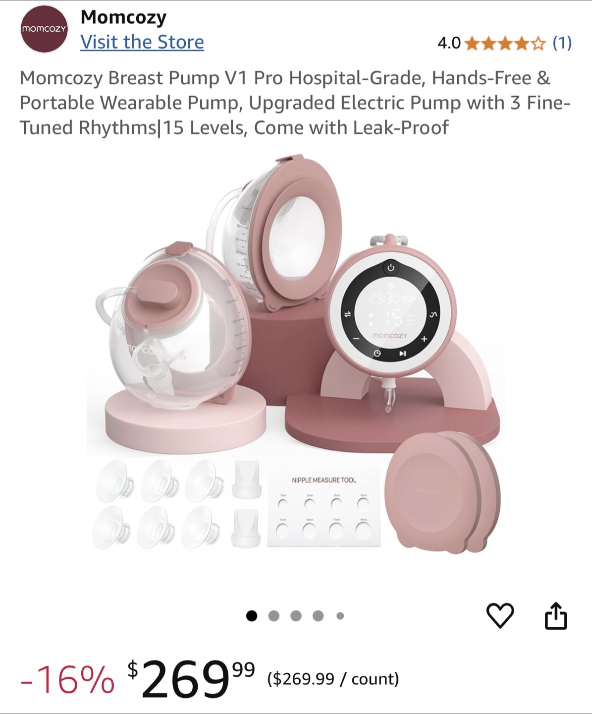 Momcozy V1 Pro Breast Pump - Hospital-Grade, Wearable, Electric