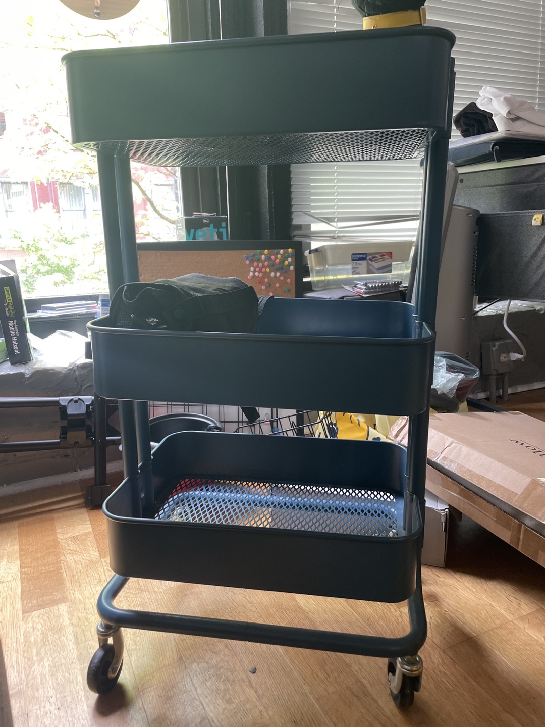 Three-Tier Rolling Cart - Dark Teal