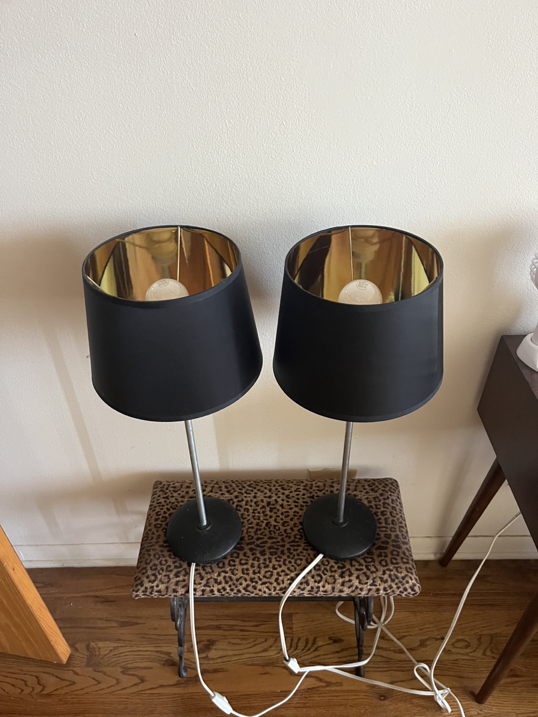 Pair of Black and Gold Table Lamps
