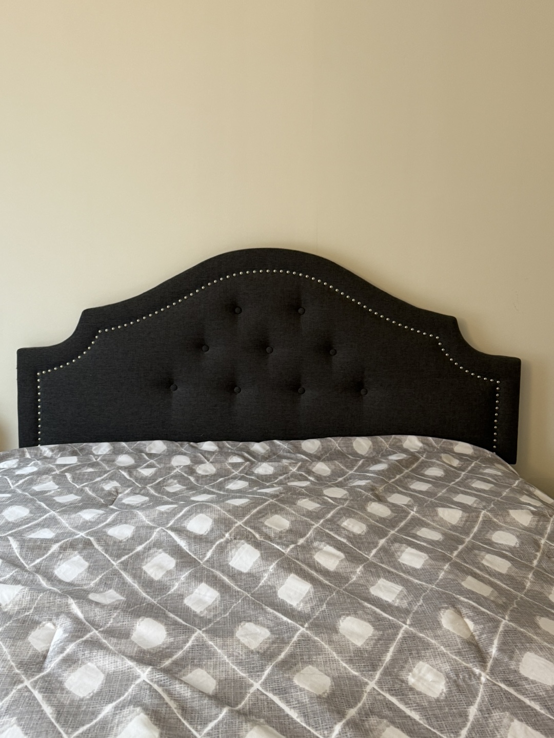 Dark Gray Upholstered Headboard Queen Size