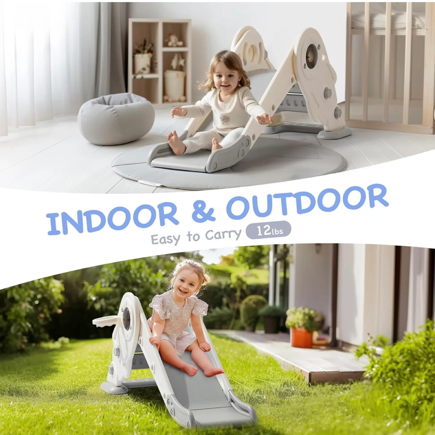 Toddler Slide Set, Foldable Kids Toddler Indoor Slide Playset image indicator(6)