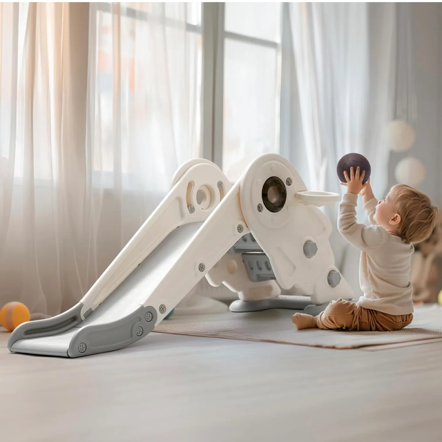 Toddler Slide Set, Foldable Kids Toddler Indoor Slide Playset image indicator(8)