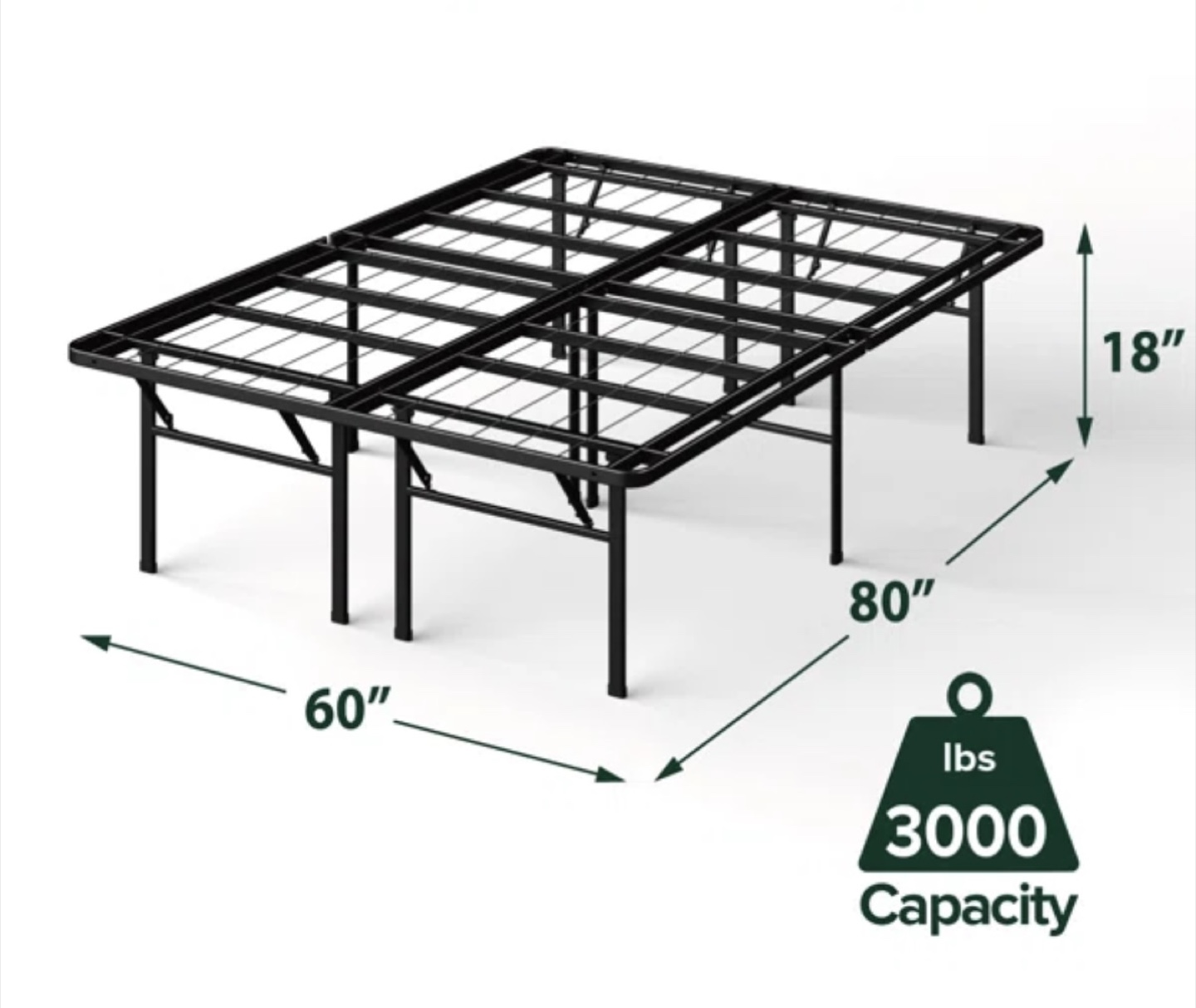 18” Queen Size Metal Bed Frame with Storage Room