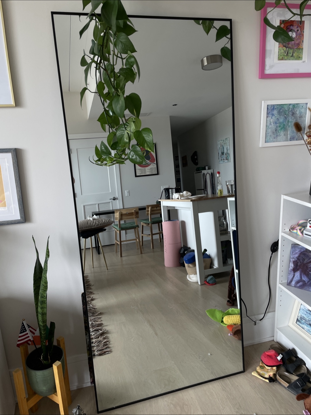 Full Length Floor Mirror with Black Frame - photo 2