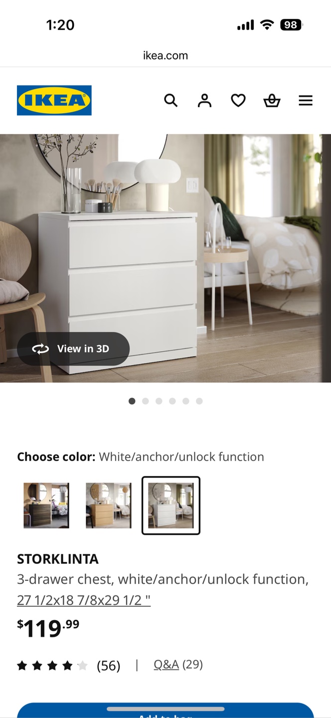 IKEA STORKLINTA 3-Drawer Chest - White - photo 3