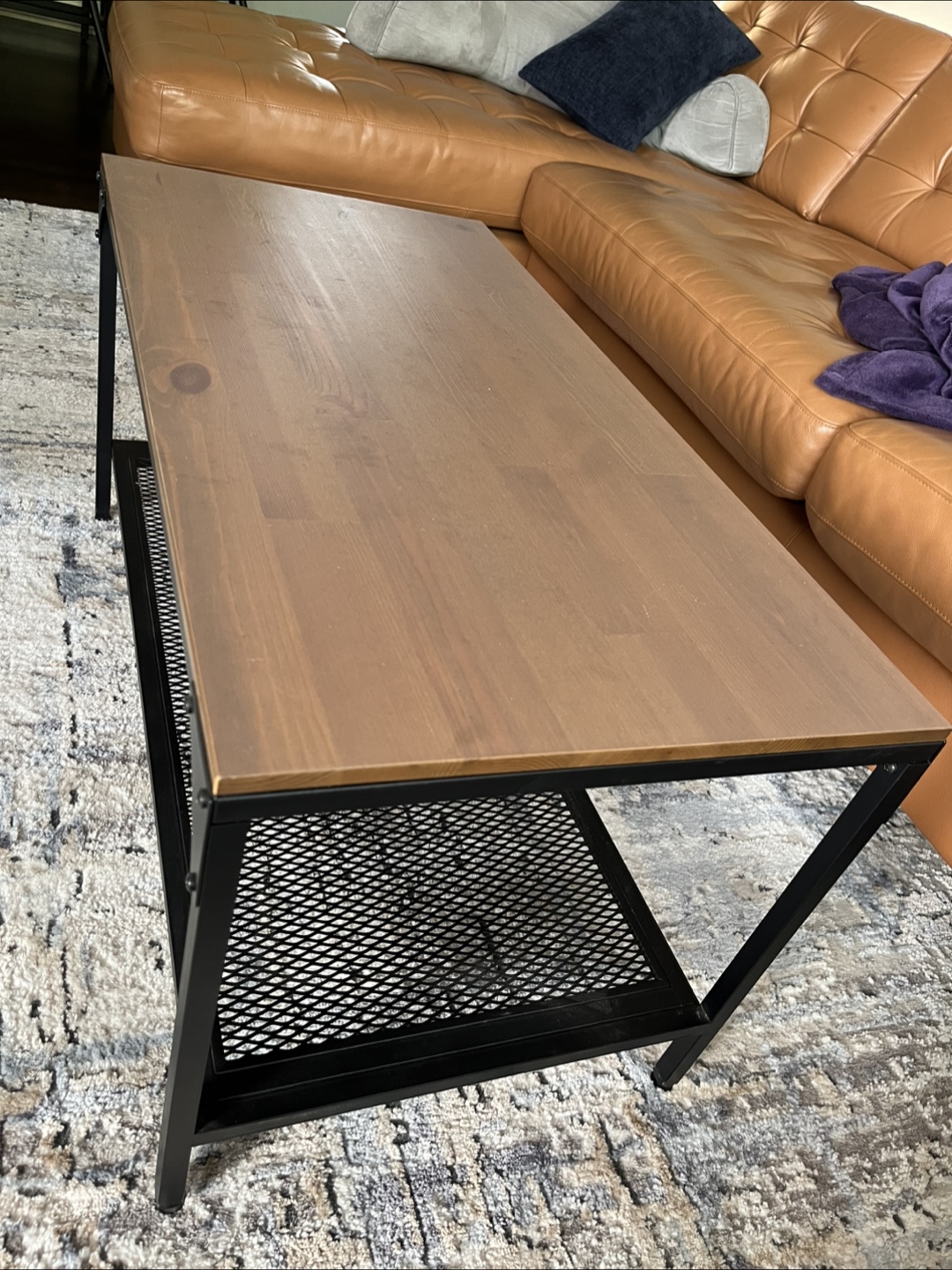 IKEA Wood Top Metal Frame Coffee Table