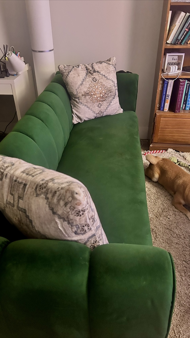 Dark Green Velvet Sofa - photo 2