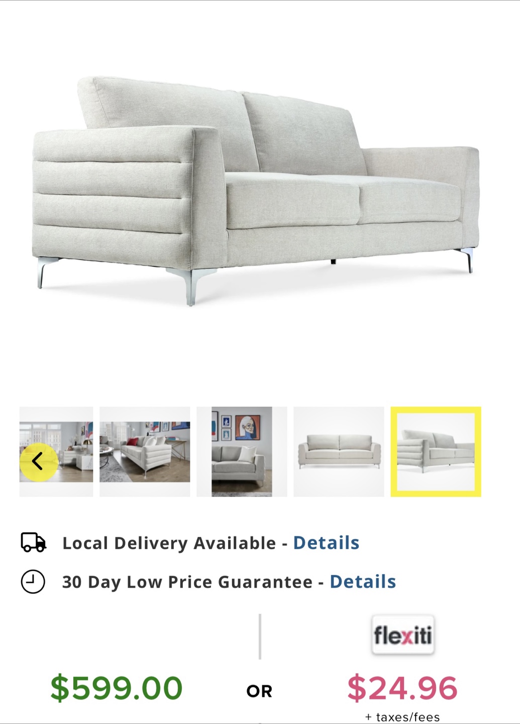 Beige Sofa with Metal Legs - photo 5