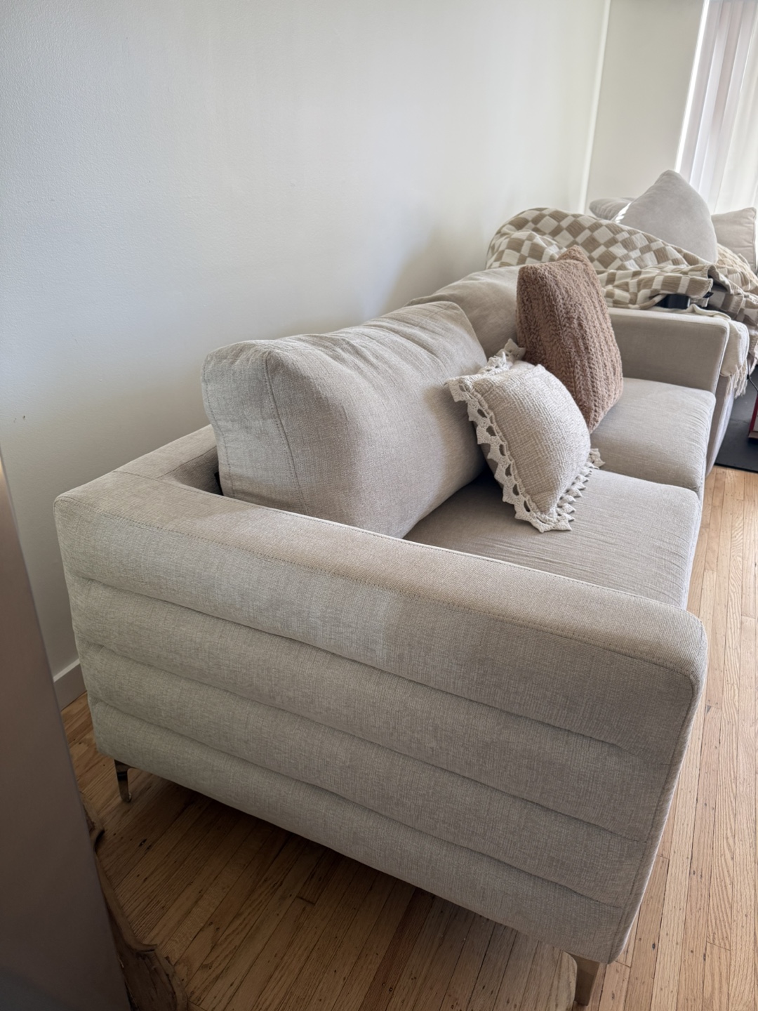 Beige Sofa with Metal Legs - photo 2