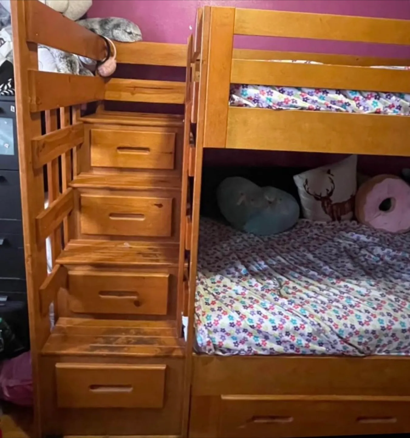 Wooden Bunk Bed with Drawers and Stairs image indicator(2)