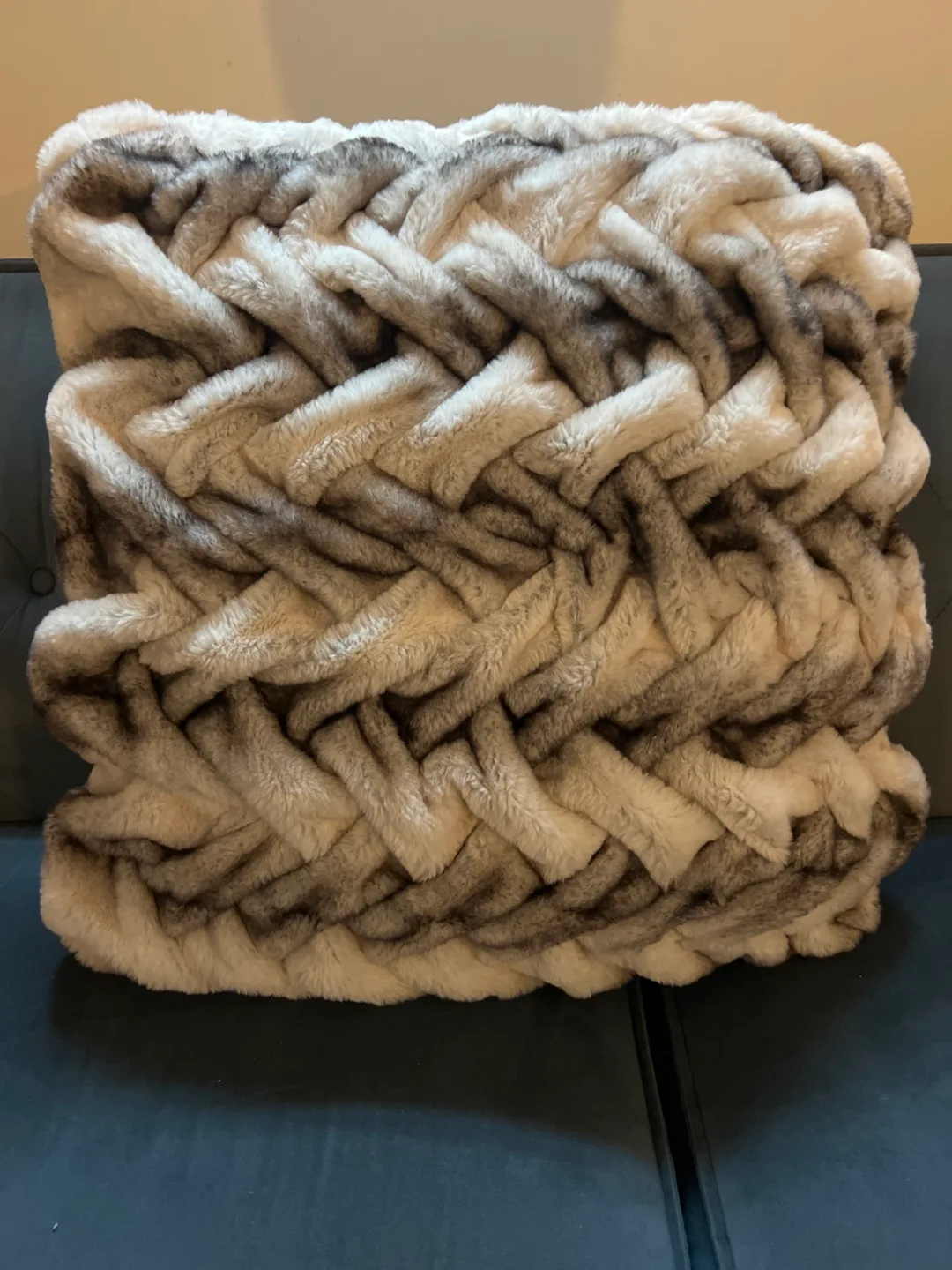 Faux Fur Woven Throw Pillow thumbnail