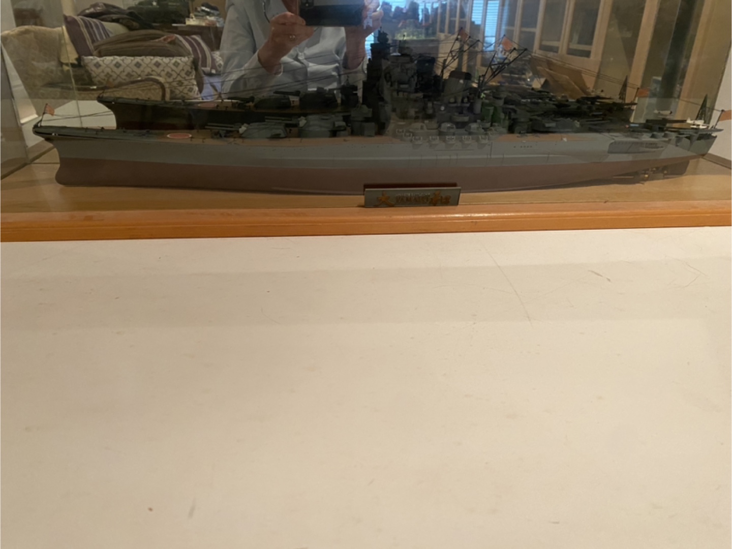 Yamato Battleship Model in Display Case - photo 2