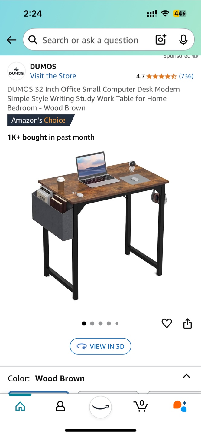 32 inch Computer Desk - Wood Brown