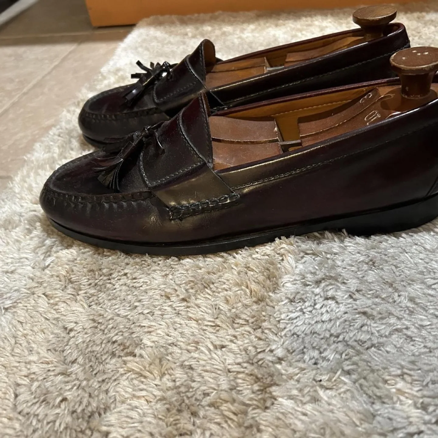 Cole Haan Men's Burgundy Leather Tassel Loafers image indicator(2)
