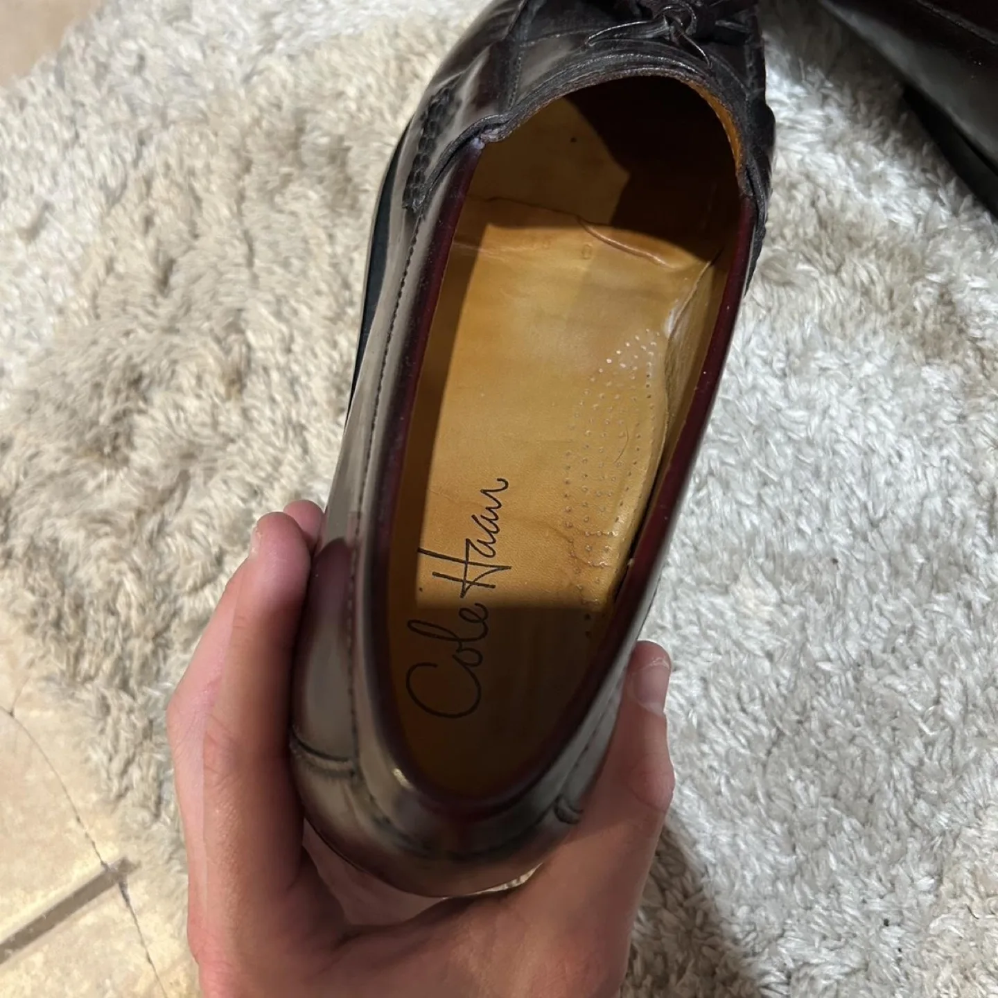 Cole Haan Men's Burgundy Leather Tassel Loafers image indicator(7)