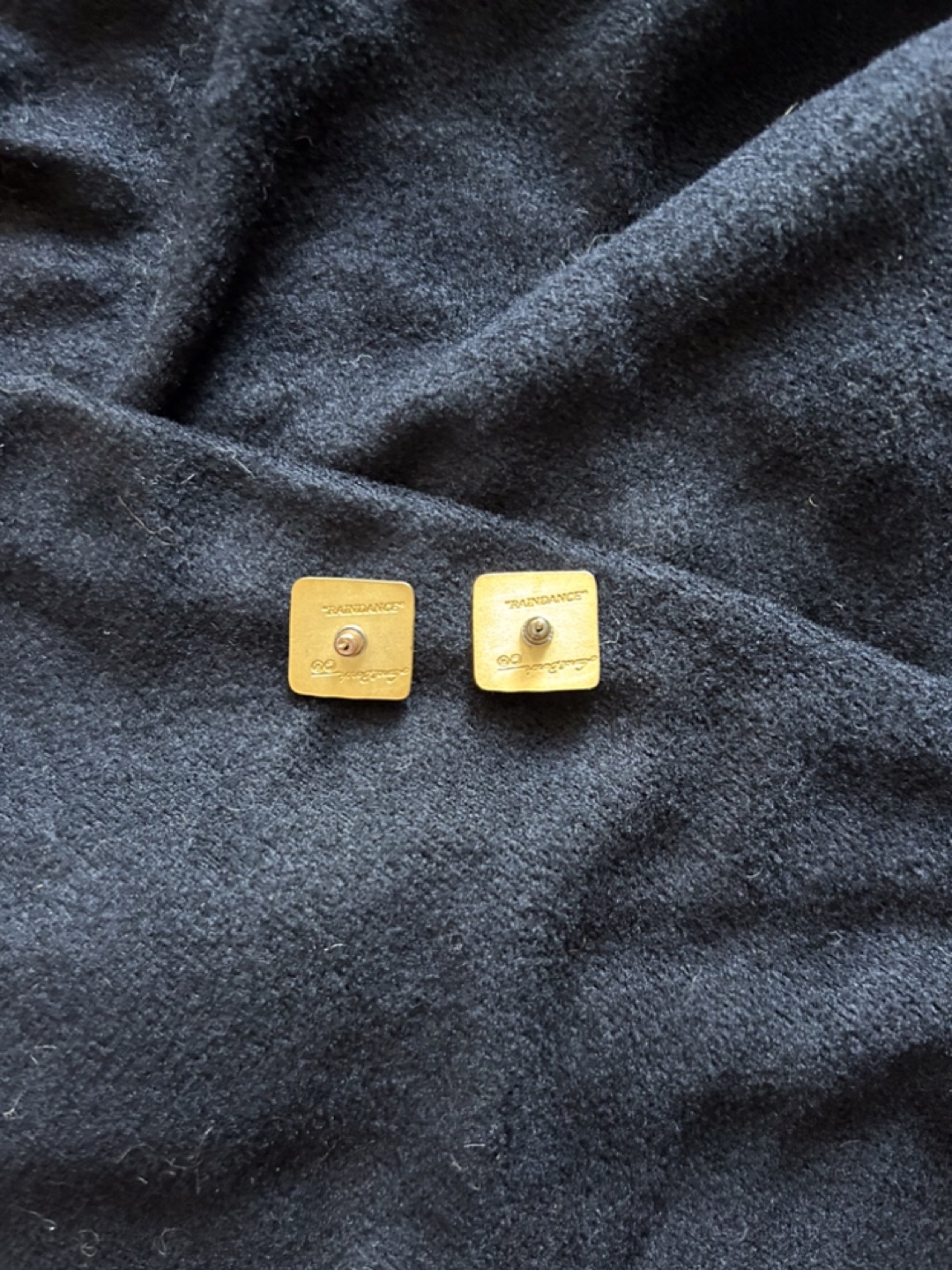 Laurel Burch- “Raindance” Vintage Gold Tone Square Earrings - photo 2