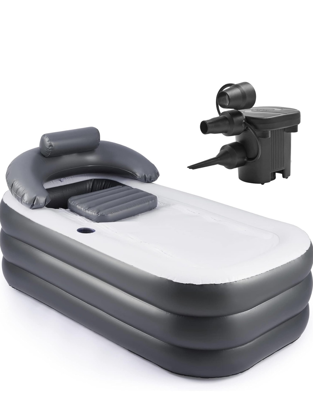Inflatable bathtub with headrest