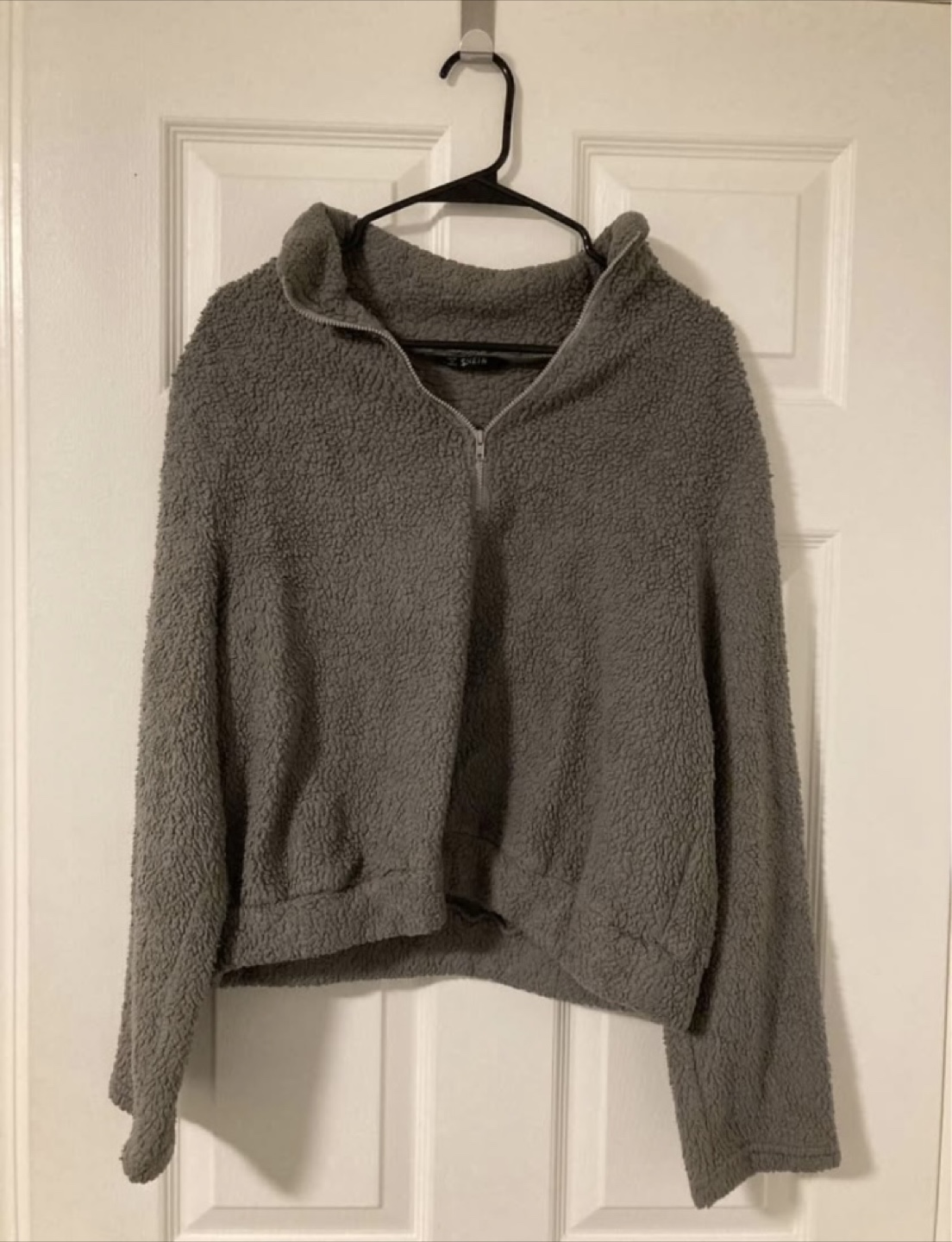 Grey Teddy Half-Zip Sweater