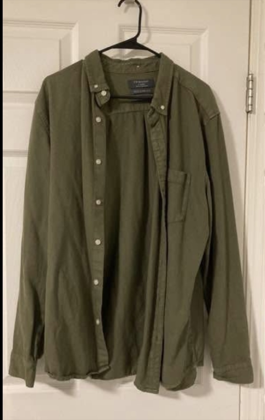 Men's Olive Green Long Sleeve Shirt Jacket