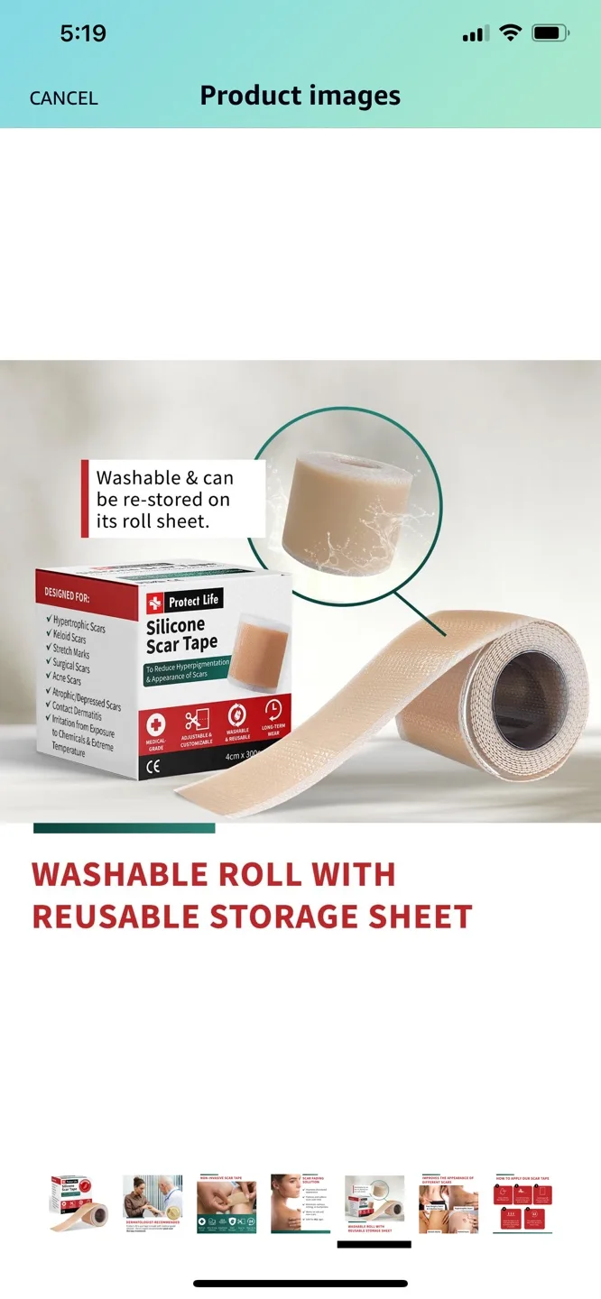 Protect Life Silicone Scar Tape - Two Rolls image indicator(6)