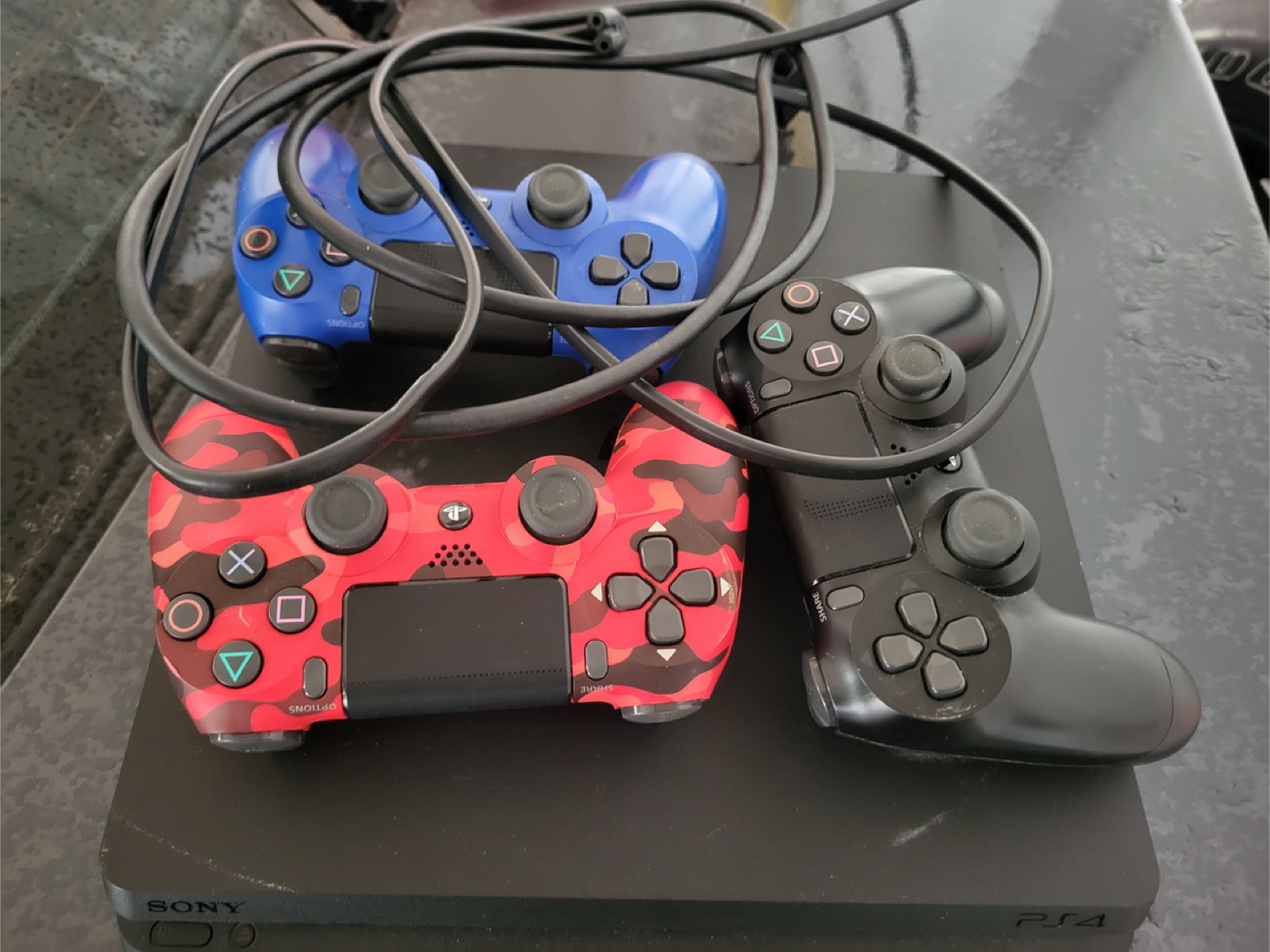 PS4 Slim Console with Controllers
