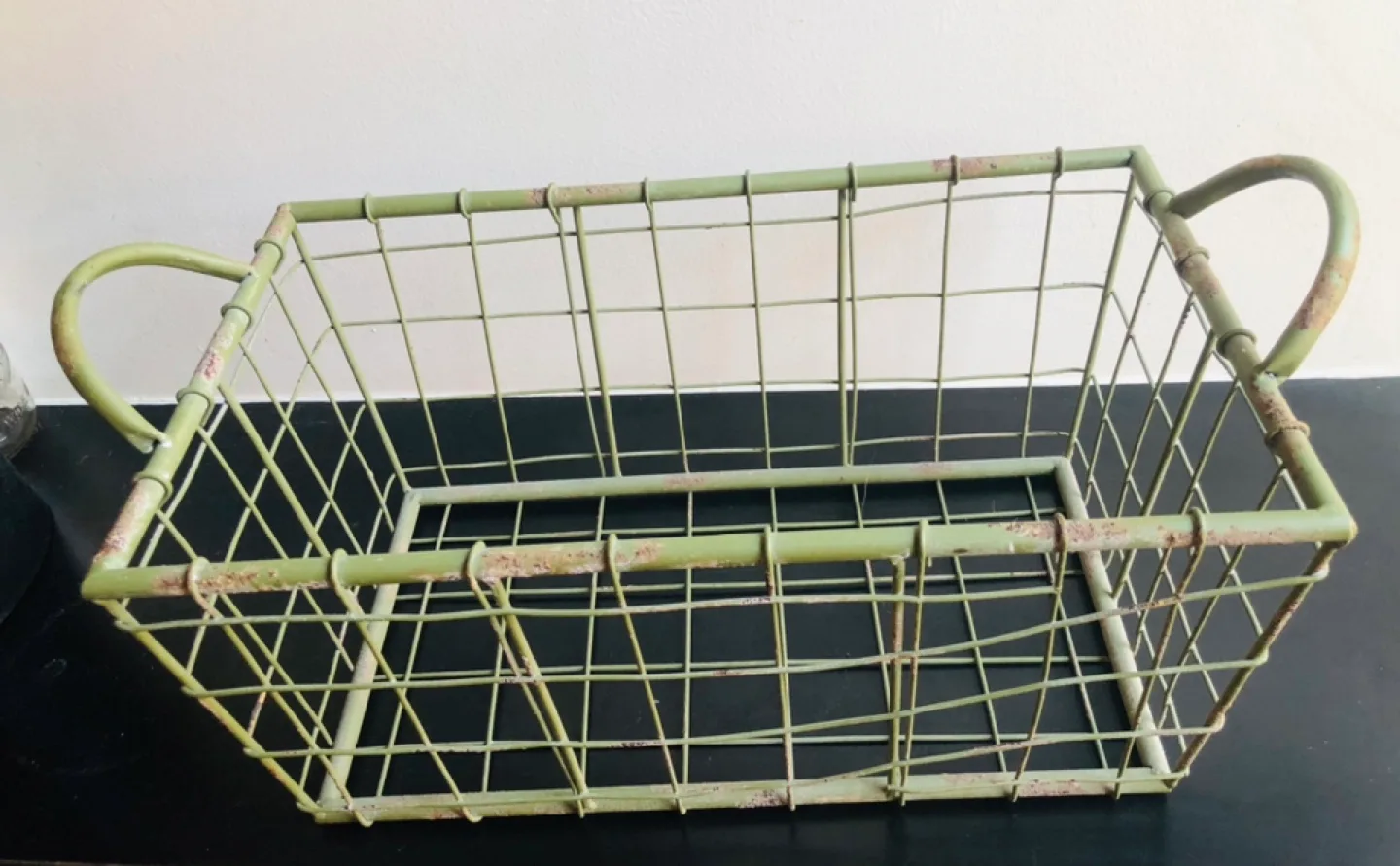 Rustic Green Metal Wire Basket image indicator(3)