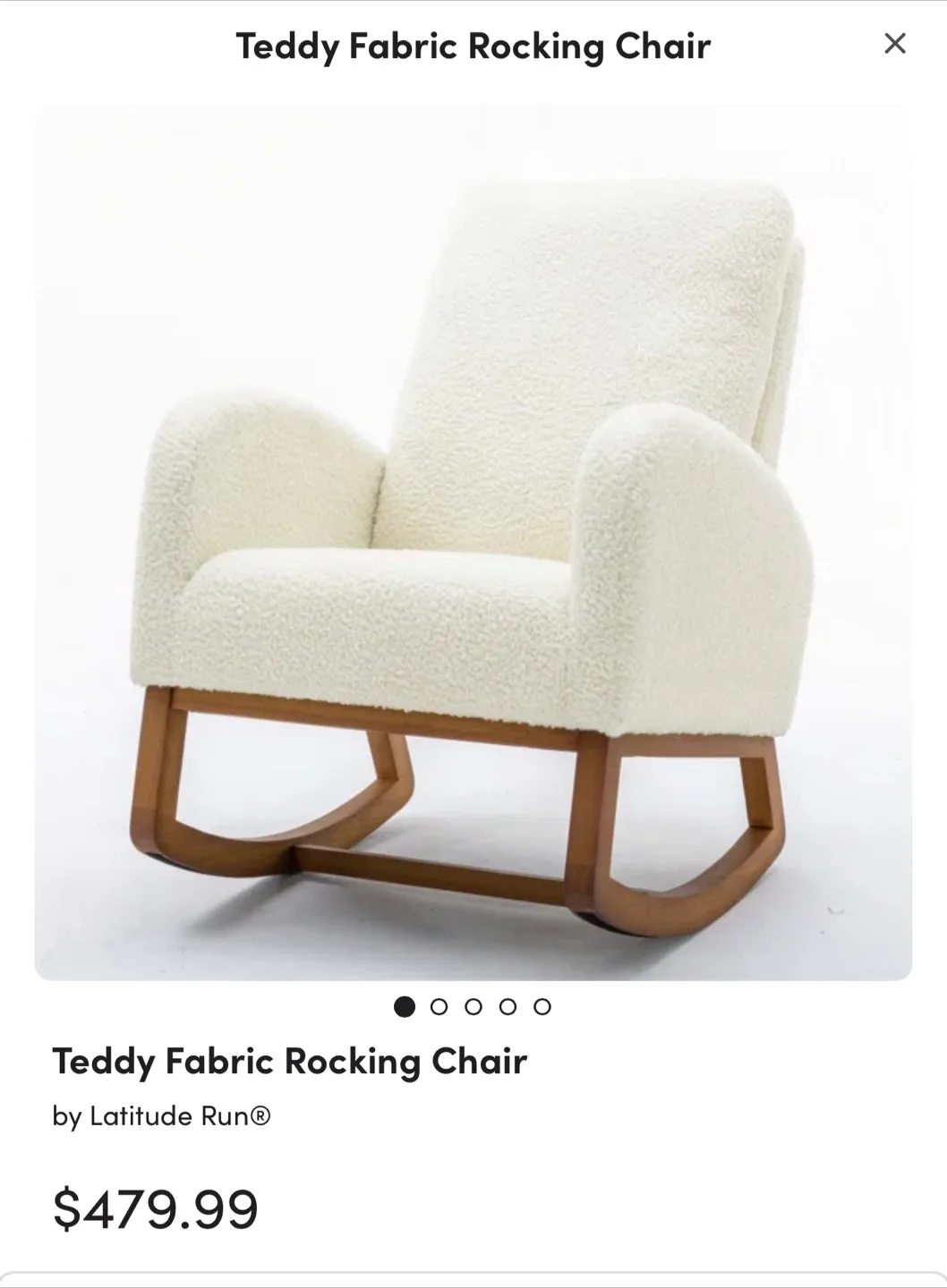 Gently used 9/10  Teddy Fabric Rocking Chair - Off-White thumbnail