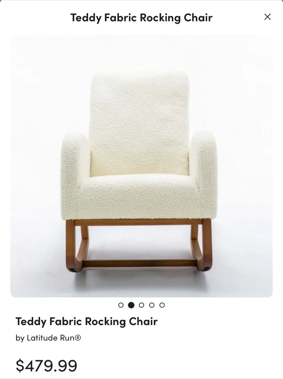 Gently used 9/10  Teddy Fabric Rocking Chair - Off-White image indicator(2)