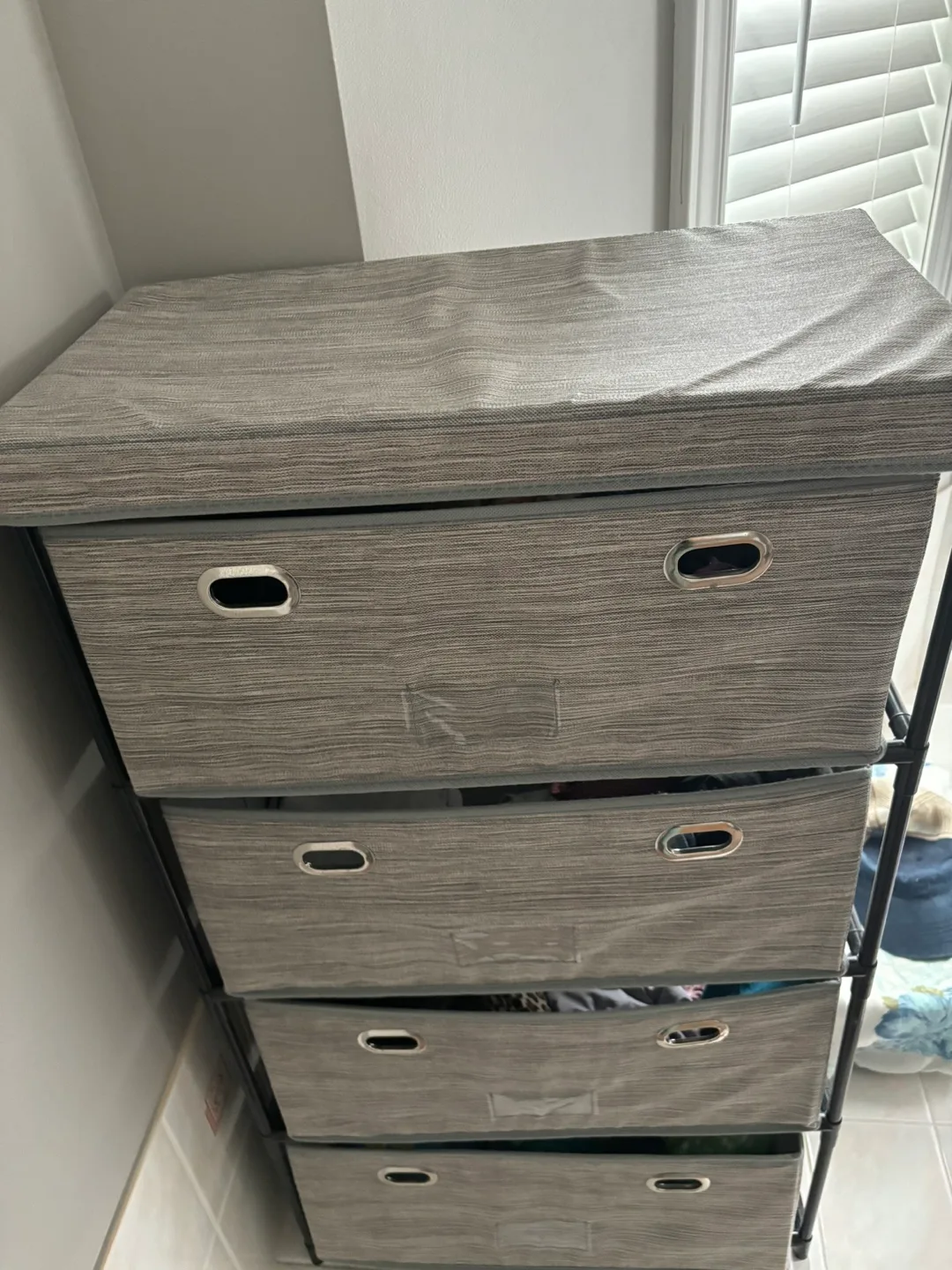 4-Drawer Fabric Storage Cabinet - Linen Look (Grey) thumbnail