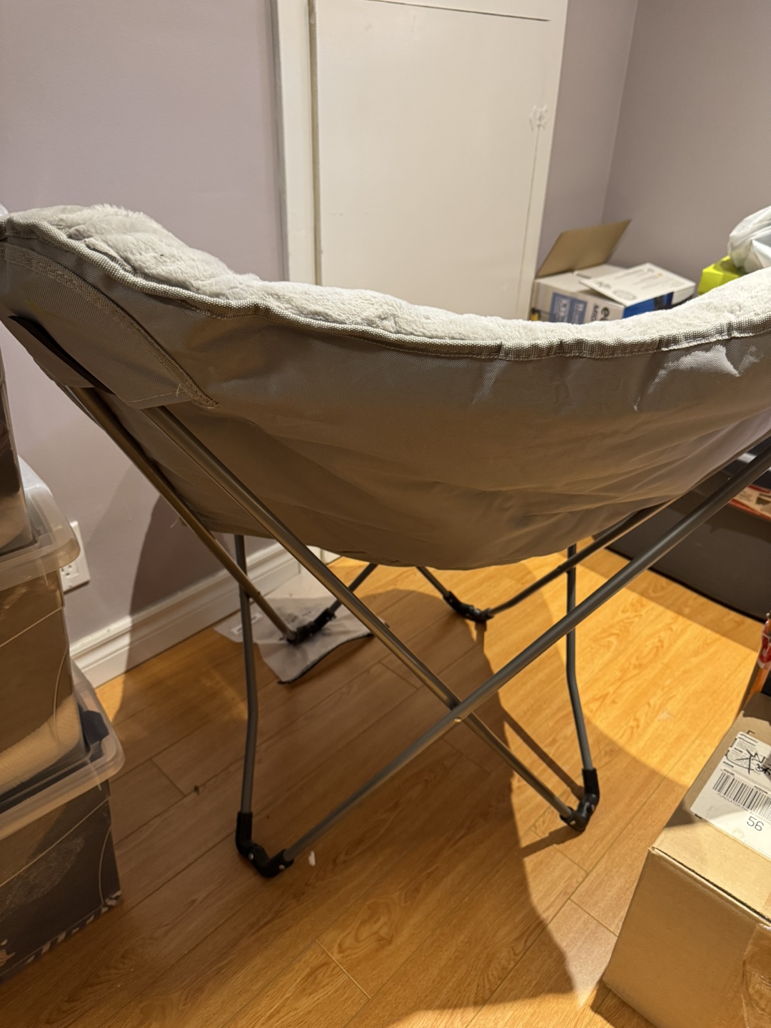 Grey Fuzzy Butterfly Chair - photo 2
