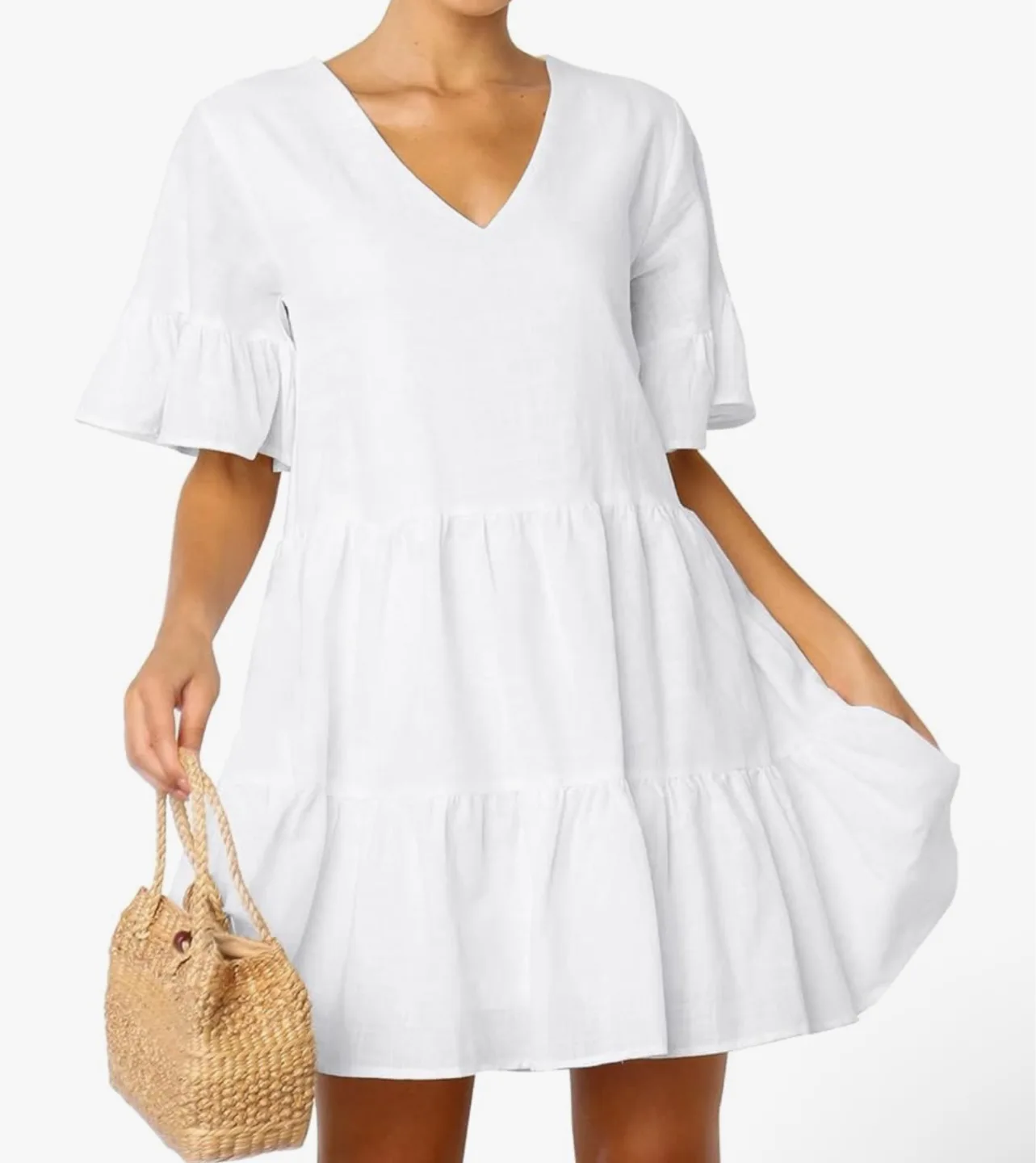 White babydoll summer dress L image indicator(3)