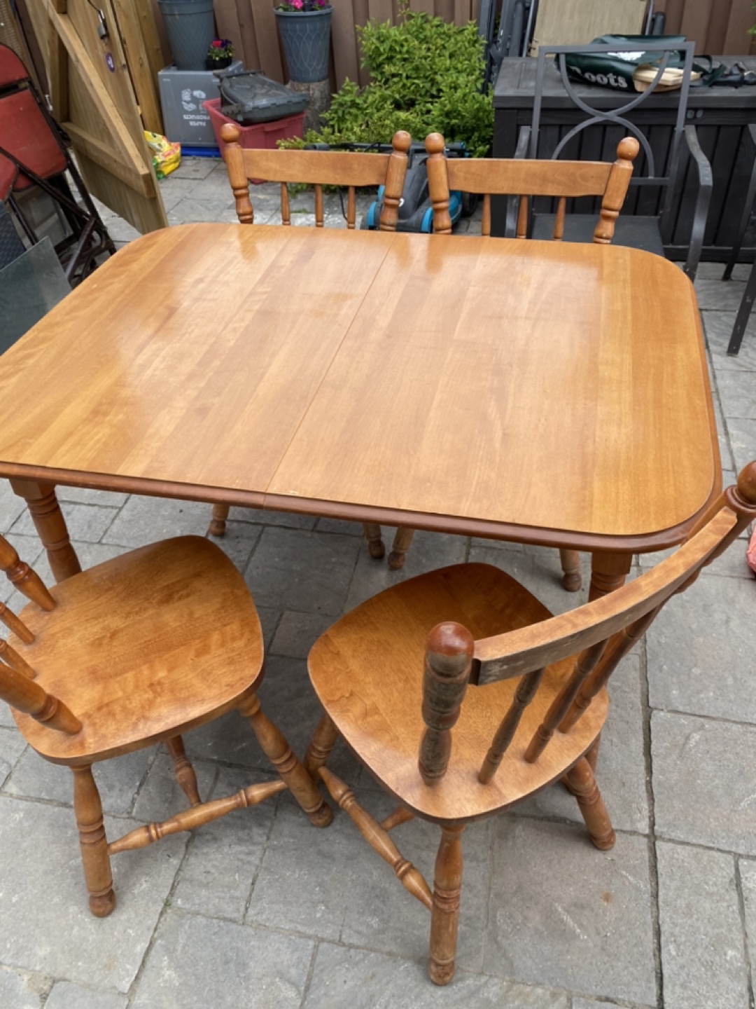 Wooden dining table set with 4 chairs