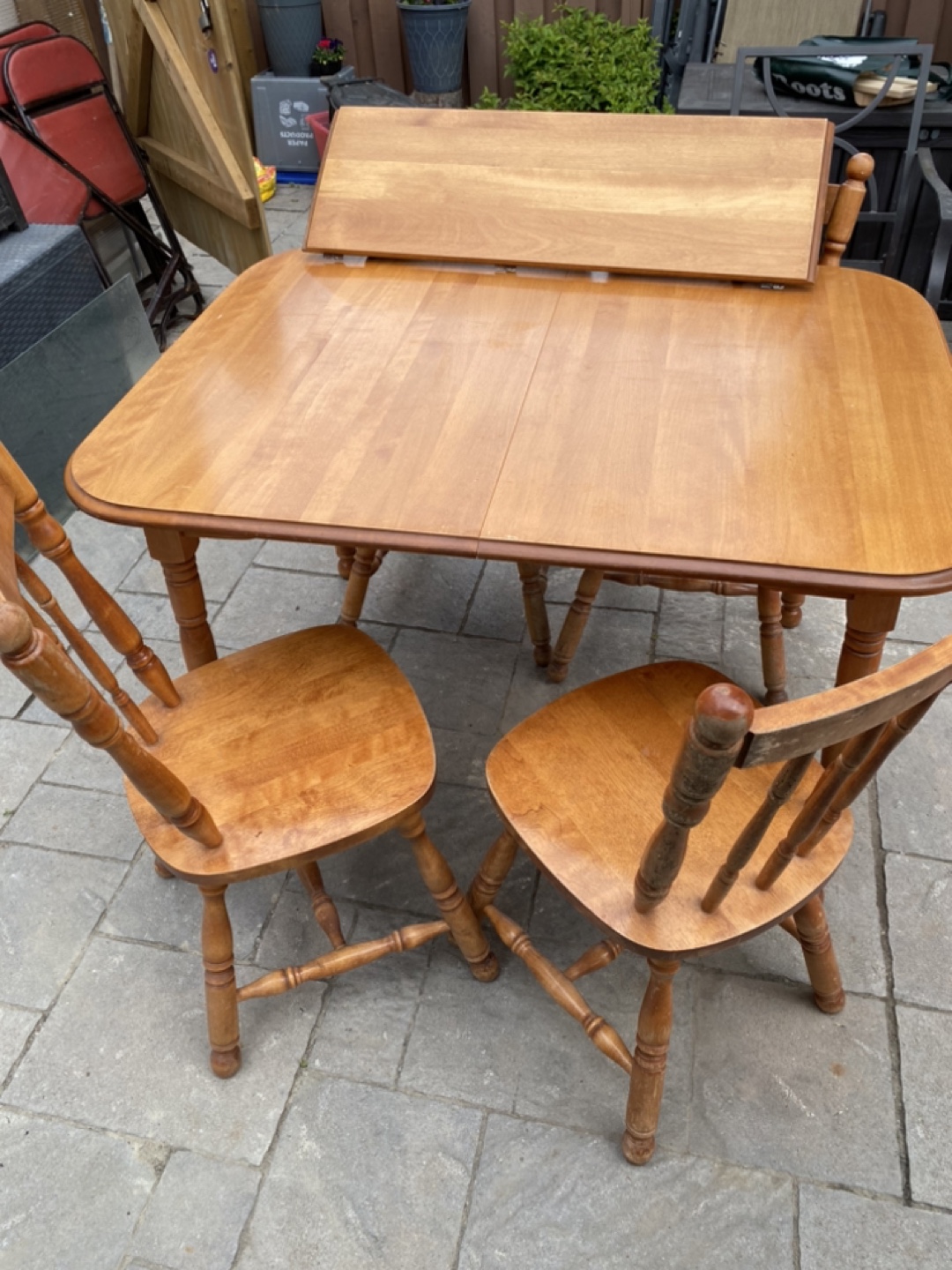 Wooden dining table set with 4 chairs - photo 3
