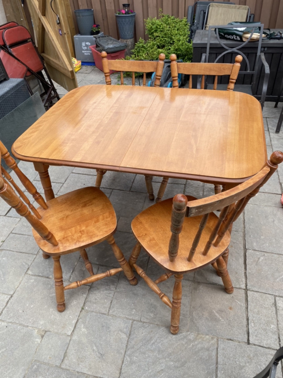 Wooden dining table set with 4 chairs - photo 2