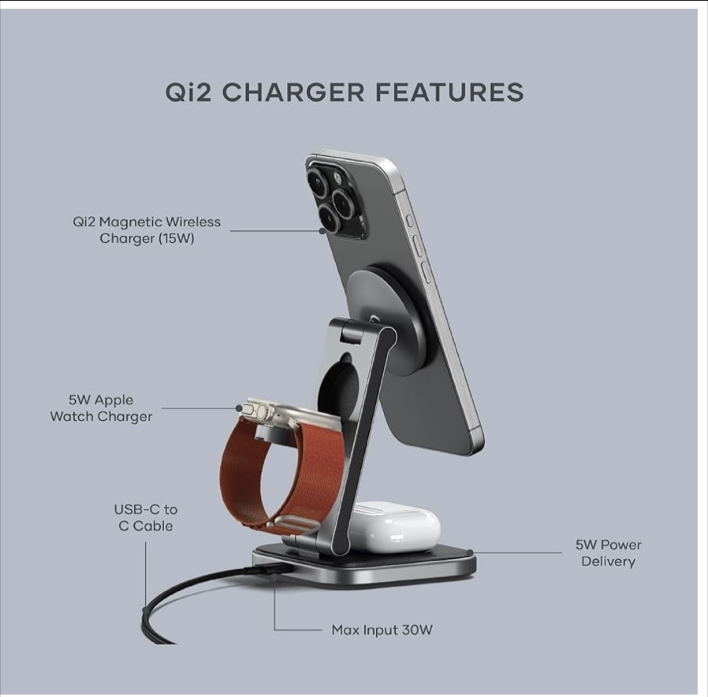 Satechi Trio Wireless Charger Stand - photo 3