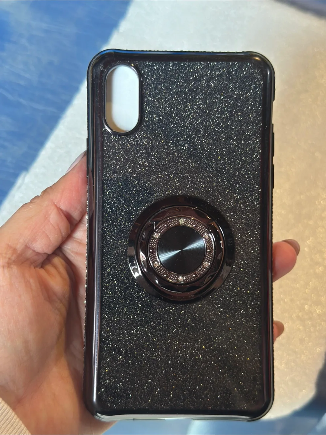Black Sparkle Phone Case with Ring Holder thumbnail