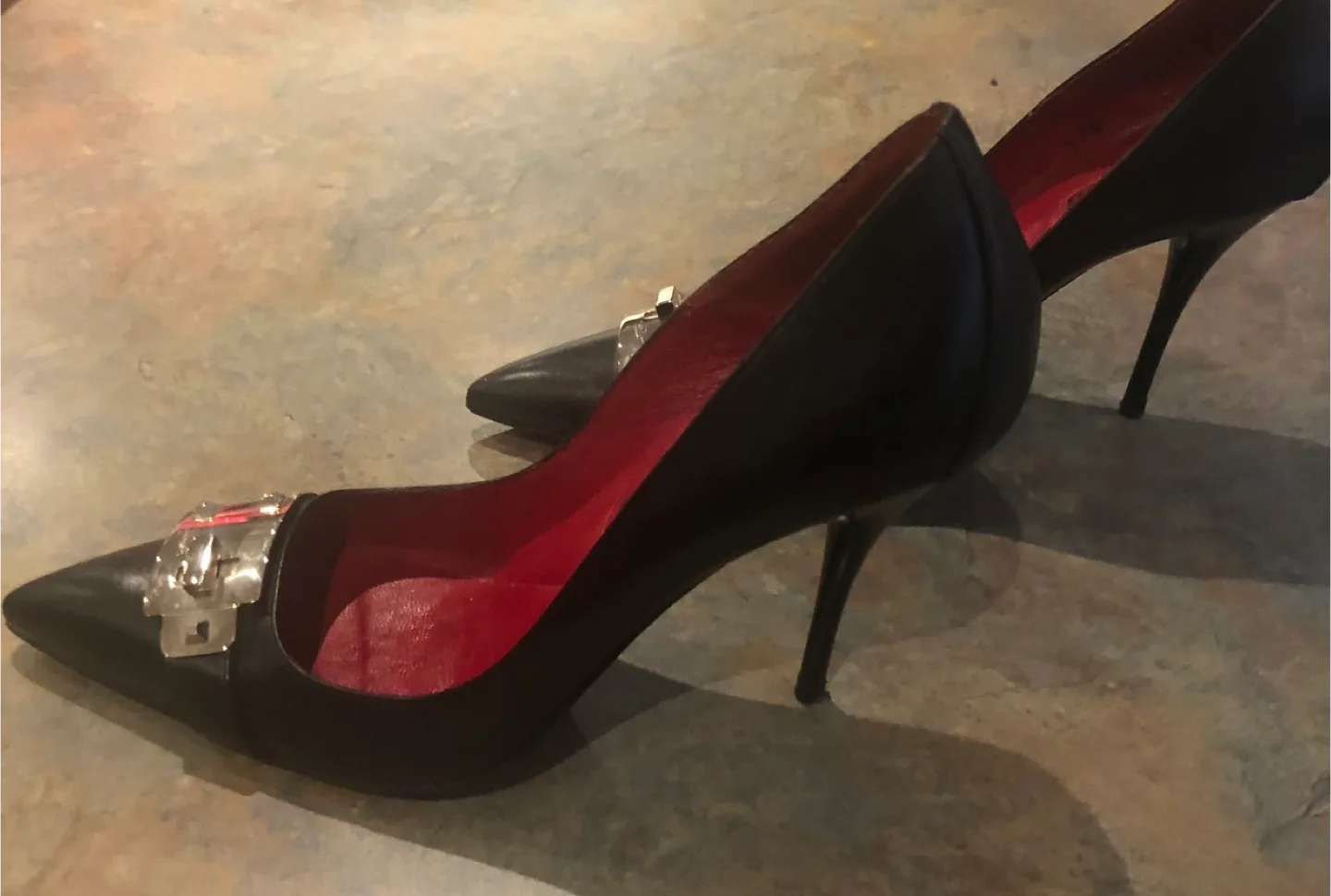 Designer Cesare Paciotti Black Leather Heels Sz. 37.5 image indicator(8)