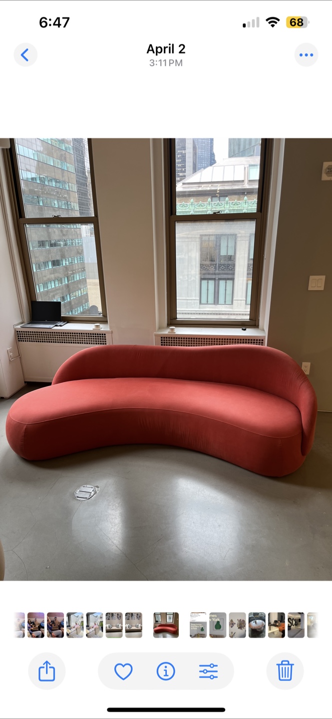 Curved Coral Velvet Chaise Lounge - photo 2