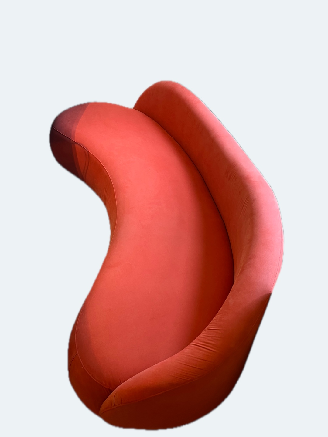 Curved Coral Velvet Chaise Lounge - photo 3