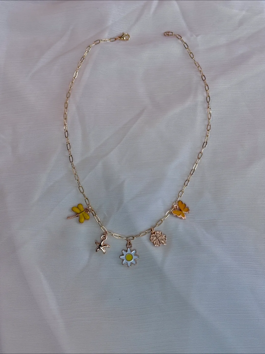 Gold Stainless Steel Chain Necklace with Charms thumbnail