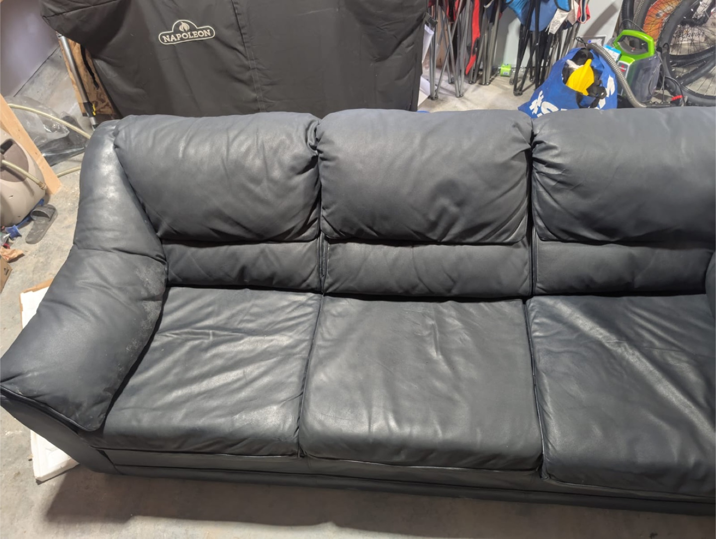 Black Leather Sofa - photo 2