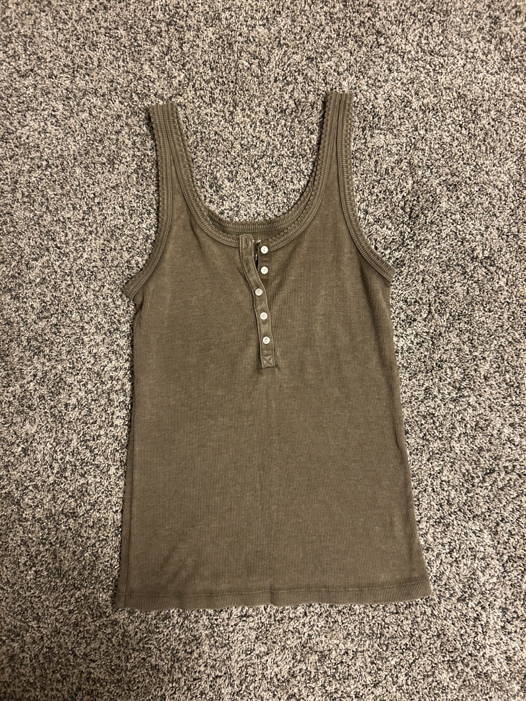 Olive Green Ribbed Henley Tank Top #freecycle